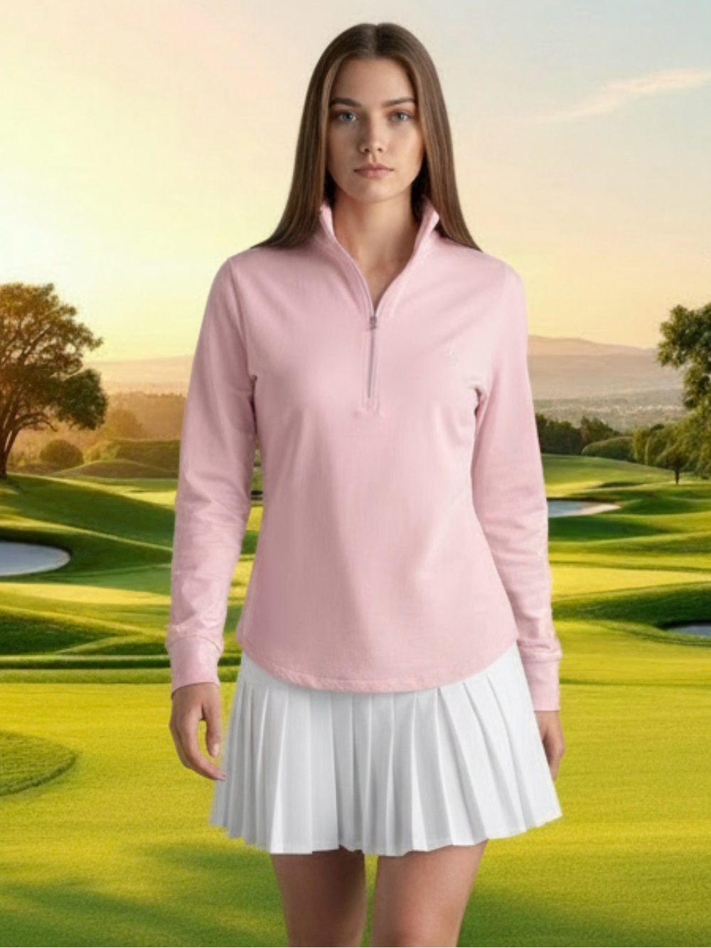 Polo Golf bu Rallph Lauren Pink Quarter-Zip Performance Top size small